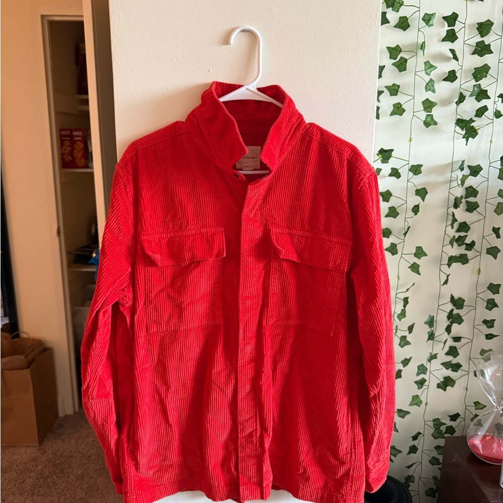 American Eagle Outfitters Men's Vibrant Red Corduroy Jacket